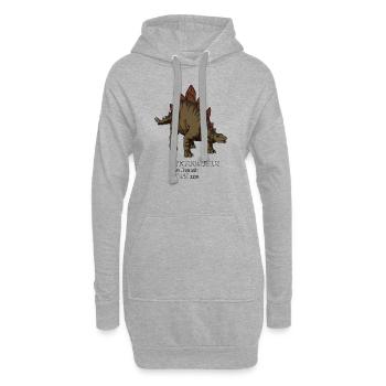 Realistische Zeichnung des Stegosaurus - Hoodie-Kleid - Grau meliert - Vorne