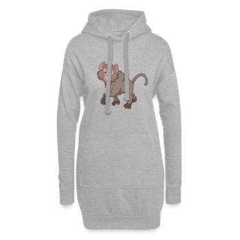 Kawaii Pavian - Hoodie-Kleid - Grau meliert - Vorne