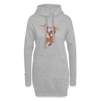 Kawaii Orang-Utan - Hoodie-Kleid - Grau meliert - Vorne