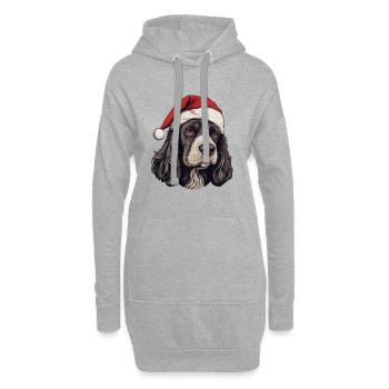 Cocker Spaniel tête de chien Portrait de Noël - Sweat-shirt à capuche long Femme - gris chiné - Devant