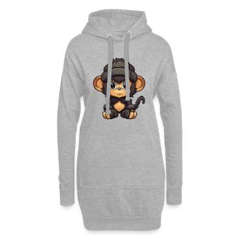 Singe Hiver Animal Bébé Bande Dessinée - Sweat-shirt à capuche long Femme - gris chiné - Devant