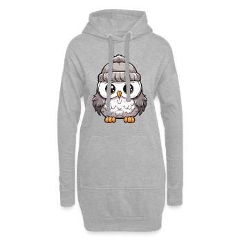 Eule Winter Tier Baby Comic - Hoodie-Kleid - Grau meliert - Vorne