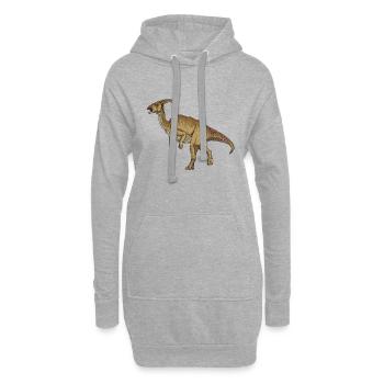 Zeichnung des Parasaurolophus - Hoodie-Kleid - Grau meliert - Vorne