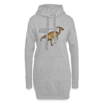 Realistische Zeichnung des Parasaurolophus - Hoodie-Kleid - Grau meliert - Vorne