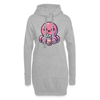 Kraken trinken Bubble Tea kawaii Boba Oktopus - Hoodie-Kleid - Grau meliert - Vorne