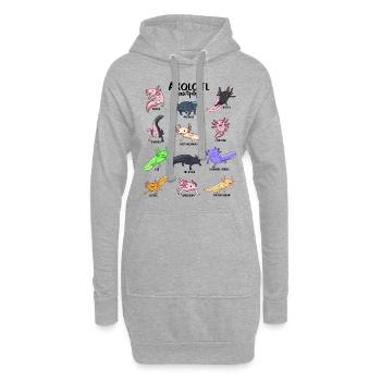 Verschiedene Kawaii Axolotl - Hoodie-Kleid - Grau meliert - Vorne