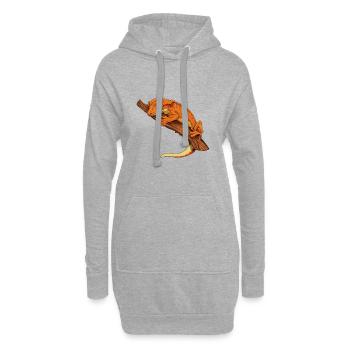 Zeichnung - Kronengecko - Hoodie-Kleid - Grau meliert - Vorne