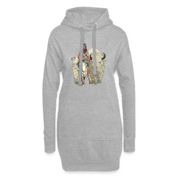 Femme buffle blanc - Sweat-shirt à capuche long Femme - gris chiné - Devant