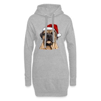 Boerboel chien Noël Portrait de Noël - Sweat-shirt à capuche long Femme - gris chiné - Devant