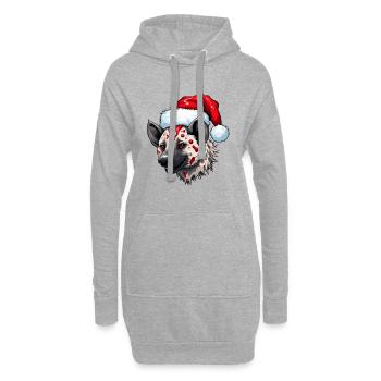Hyène Noël Animal Portrait Noël - Sweat-shirt à capuche long Femme - gris chiné - Devant
