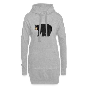 Dessin d’un ours noir américain - Sweat-shirt à capuche long Femme - gris chiné - Devant