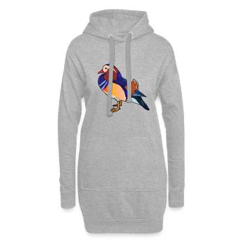 Zeichnung einer Mandarinente - Hoodie-Kleid - Grau meliert - Vorne