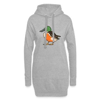 Zeichnung einer Löffelente - Hoodie-Kleid - Grau meliert - Vorne