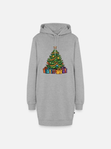 Tanne Weihnachten Weihnachtsbaum - Hoodie-Kleid - Grau meliert