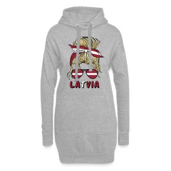 Lettonie, Flag, Filles, Letton, Fille, Enfants - Sweat-shirt à capuche long Femme - gris chiné - Devant