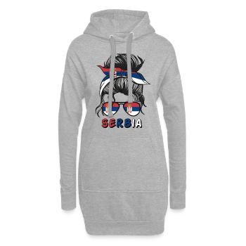 Serbie Drapeau Filles Filles Serbe Fille Enfants - Sweat-shirt à capuche long Femme - gris chiné - Devant