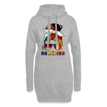Moitié Allemand Moitié Roumain Fille Allemagne Roumanie - Sweat-shirt à capuche long Femme - gris chiné - Devant