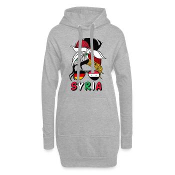Moitié Allemand Moitié Fille Syrienne Allemagne Syrie - Sweat-shirt à capuche long Femme - gris chiné - Devant
