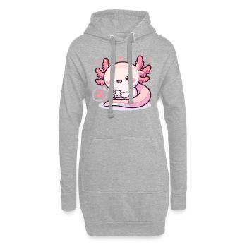 Süßes Axolotl mit Herz Axolotls - Hoodie-Kleid - Grau meliert - Vorne
