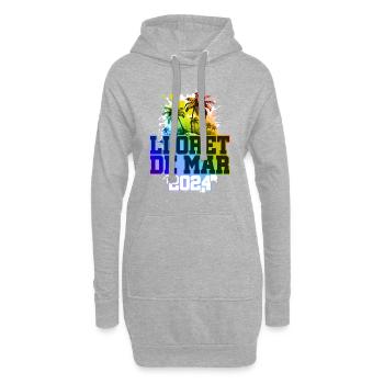 Lloret De Mar 2024 Holiday Palm Trees Colorful - Hoodie Dress - heather grey - Front