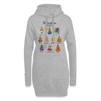 Buddhismus Götter - Bodhisattvas - Hoodie-Kleid - Grau meliert - Vorne