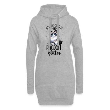 Paillettes Chats - Ragdoll - Sweat-shirt à capuche long Femme - gris chiné - Devant