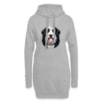 Visage de chien - Bearded Collie - Sweat-shirt à capuche long Femme - gris chiné - Devant