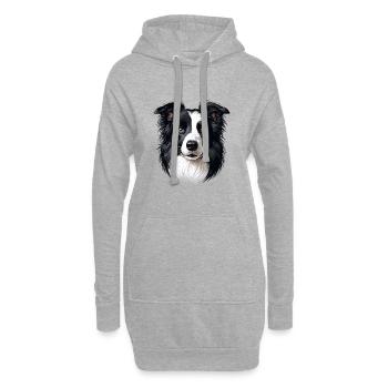 Visage de chien - Border Collie - Sweat-shirt à capuche long Femme - gris chiné - Devant