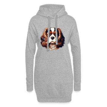 Tête de chien - Cavalier King Charles Spaniel - Sweat-shirt à capuche long Femme - gris chiné - Devant