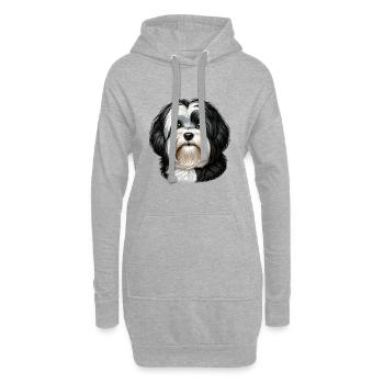 Visage de chien - Bichon havanais - Sweat-shirt à capuche long Femme - gris chiné - Devant