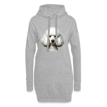 Visage de chien - Caniche - Sweat-shirt à capuche long Femme - gris chiné - Devant