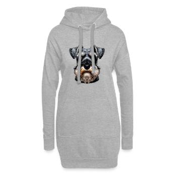Visage de chien - Schnauzer - Sweat-shirt à capuche long Femme - gris chiné - Devant