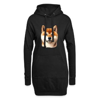Visage de chien - Shiba Inu - Sweat-shirt à capuche long Femme - noir - Devant