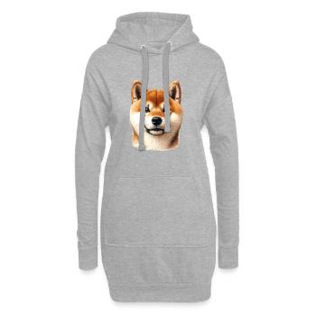 Visage de chien - Shiba Inu - Sweat-shirt à capuche long Femme - gris chiné - Devant