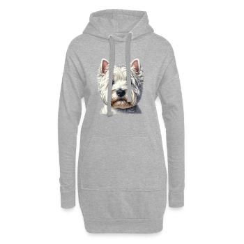 Visage de chien - West Highland Terrier - Sweat-shirt à capuche long Femme - gris chiné - Devant