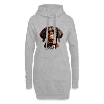 Visage de chien - German Shorthair - Sweat-shirt à capuche long Femme - gris chiné - Devant