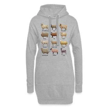 Dessins de moutons - Moutons - Sweat-shirt à capuche long Femme - gris chiné - Devant