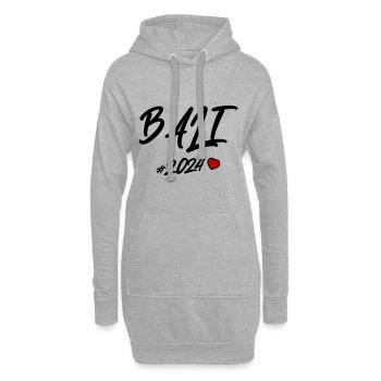 Bali 2024 Herz - Hoodie-Kleid - Grau meliert - Vorne