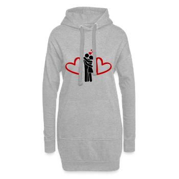 couple love heart - Hoodie-Kleid - Grau meliert - Vorne