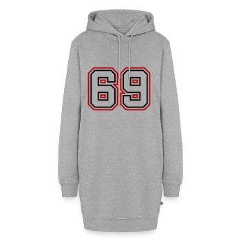 69 Zahl nummer - Hoodie-Kleid - Grau meliert - Vorne