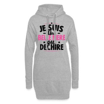 Je Suis Une Belle Mère Qui Déchire - Sweat-shirt à capuche long Femme - gris chiné - Devant
