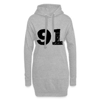 91 Maillot numéro - Sweat-shirt à capuche long Femme - gris chiné - Devant