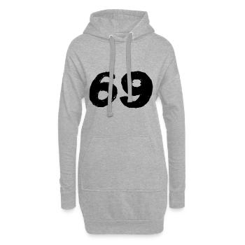 69 Zahl Trikot - Hoodie-Kleid - Grau meliert - Vorne