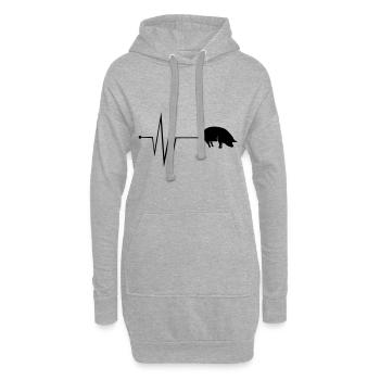 Schwein Tier Puls - Hoodie-Kleid - Grau meliert - Vorne