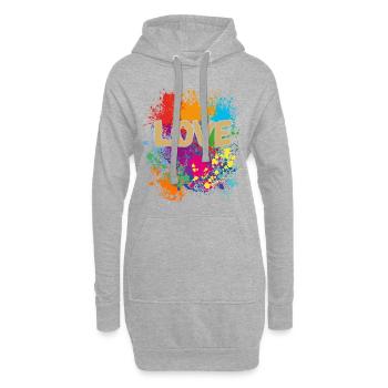 Amour, amour - Sweat-shirt à capuche long Femme - gris chiné - Devant
