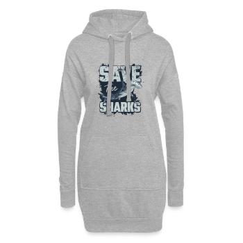 Save the sharks - Hoodie-Kleid - Grau meliert - Vorne
