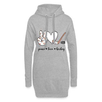 Peace Love Hockey - Hoodie-Kleid - Grau meliert - Vorne