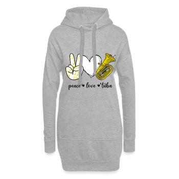 Peace Love Tuba - Hoodie-Kleid - Grau meliert - Vorne