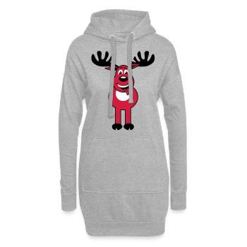 Caractère cerf Rudolph 3c drôle de bande dessinée - Sweat-shirt à capuche long Femme - gris chiné - Devant