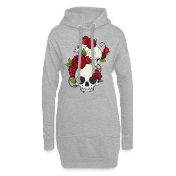 Skull Totenkopf Skelett Premium Bestseller Gothic - Hoodie-Kleid - Grau meliert - Vorne